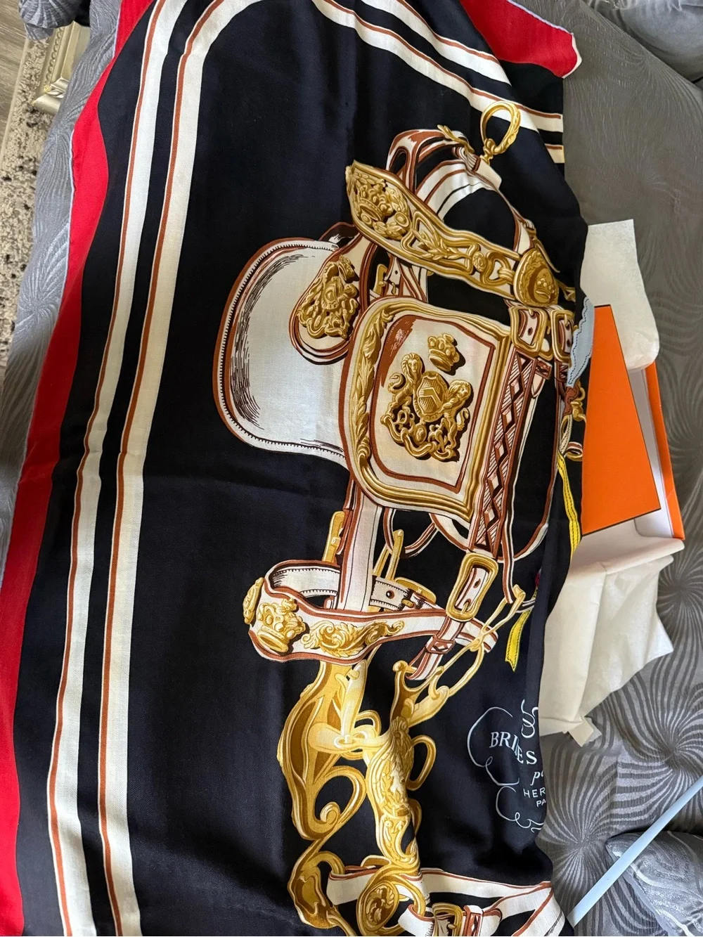 Hermes Brides de Gala Silk Scarf in Black, Red, White, Yellow, Blue